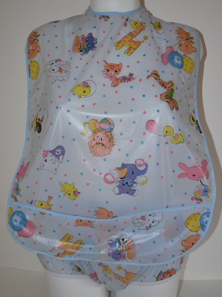 Vinyl Print Bib - Blue Carousel